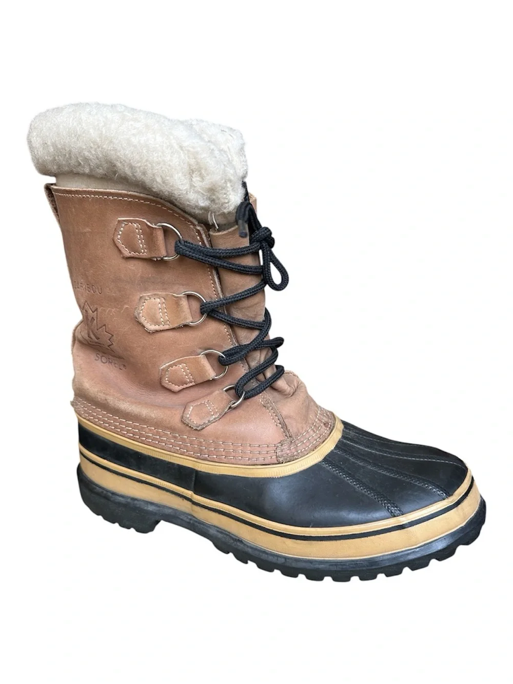 Sorel Caribou Lace-Up Mid Waterproof Leather Wool Lined Cold Weather Boots